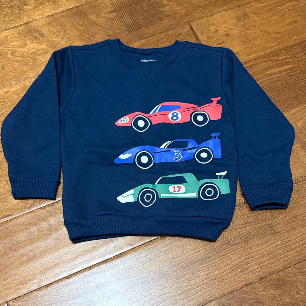 NWT Size 3T Garanimals Navy Sweatshirt with Race Car Design